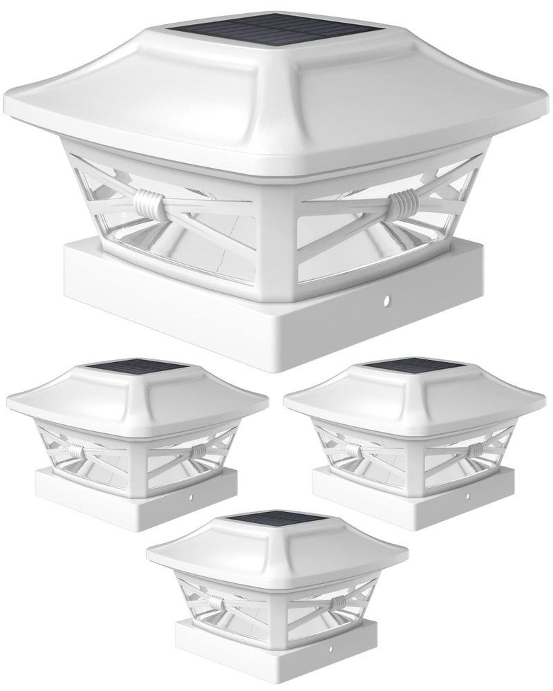 Davinci Lighting Renaissance Solar Outdoor Post Cap Lights - Includes Bases for 4x4 5x5 6x6 Posts - Bright LED Light - Pearl White (4 Pack) - Image 1